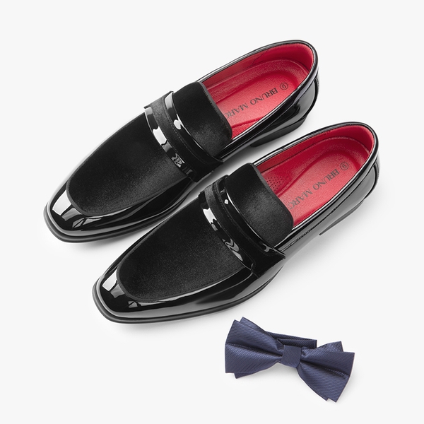 Men's PU Leather Slip-On Loafers - BLACK - 5